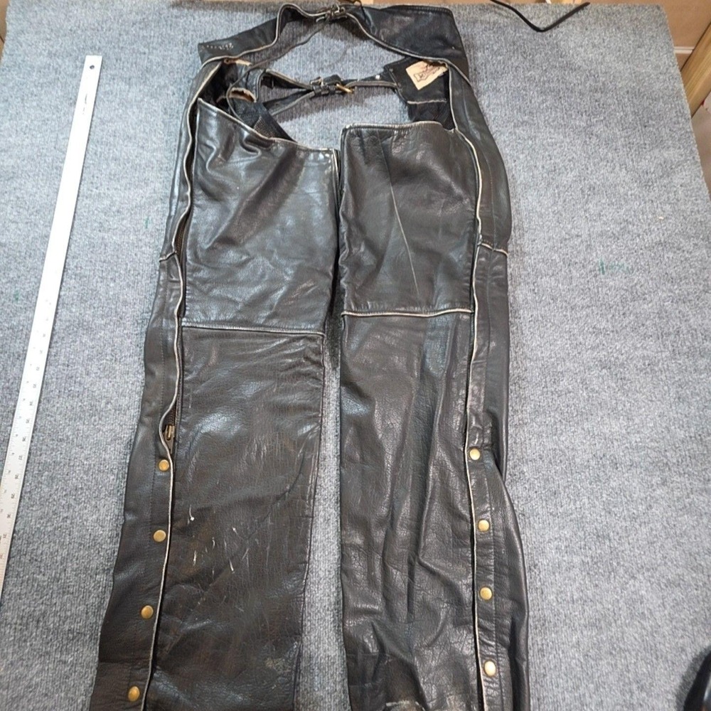 Milwaukee Motorcycle Clothing Co Pants Mens 2XL Black Leather Chaps Biker
